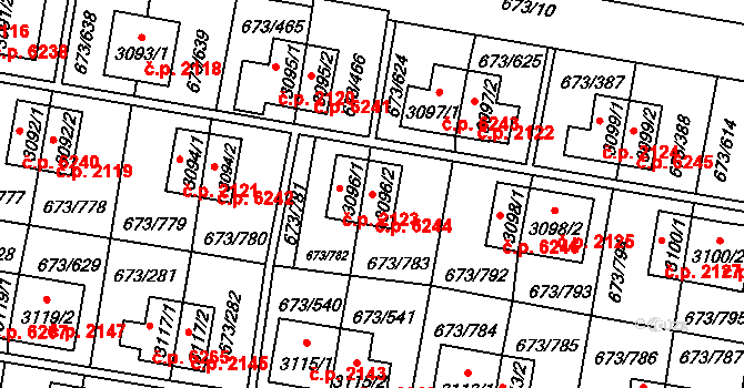 Zlín 6244 na parcele st. 3096/2 v KÚ Zlín, Katastrální mapa