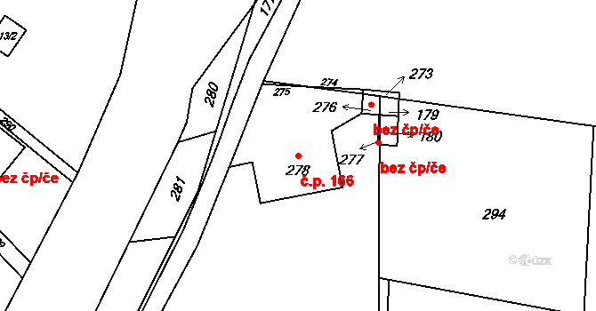 Loučky 166, Zátor na parcele st. 278 v KÚ Loučky u Zátoru, Katastrální mapa
