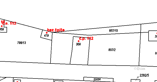 Pecerady 112, Týnec nad Sázavou na parcele st. 358 v KÚ Pecerady, Katastrální mapa