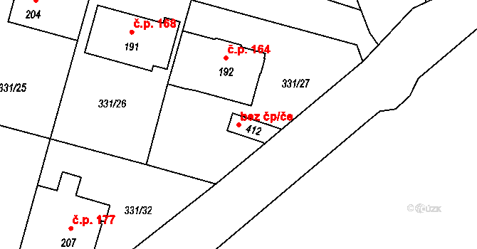 Středokluky 39601072 na parcele st. 412 v KÚ Středokluky, Katastrální mapa