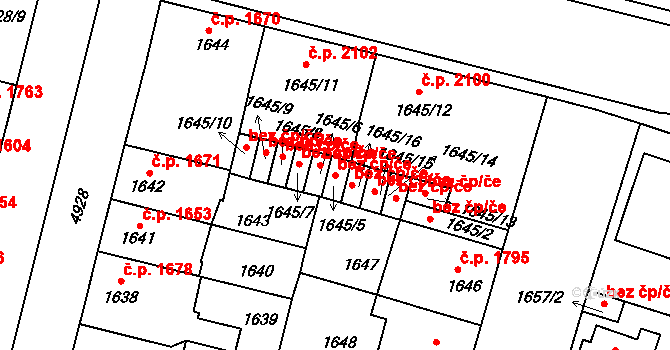 Louny 43517072 na parcele st. 1645/5 v KÚ Louny, Katastrální mapa