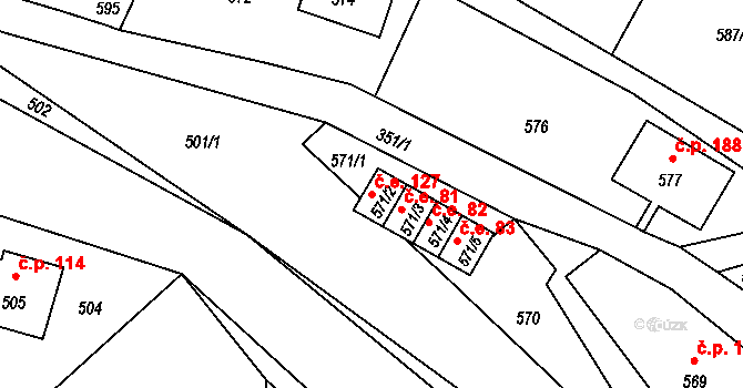 Rumburk 2-Horní Jindřichov 127, Rumburk na parcele st. 571/2 v KÚ Horní Jindřichov, Katastrální mapa