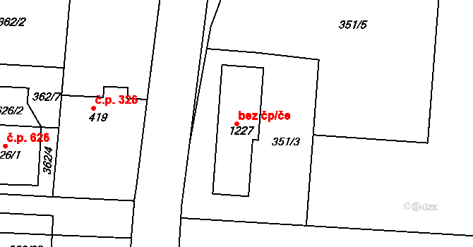 Neratovice 45415072 na parcele st. 1227 v KÚ Neratovice, Katastrální mapa