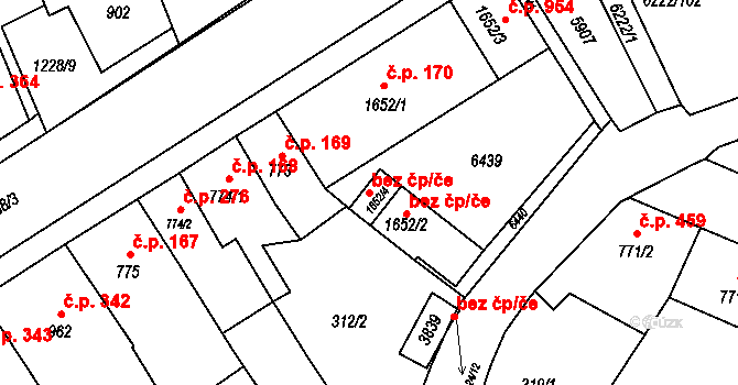 Polička 46416072 na parcele st. 1652/4 v KÚ Polička, Katastrální mapa