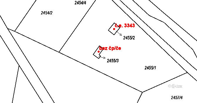 Plzeň 46480072 na parcele st. 2455/3 v KÚ Skvrňany, Katastrální mapa