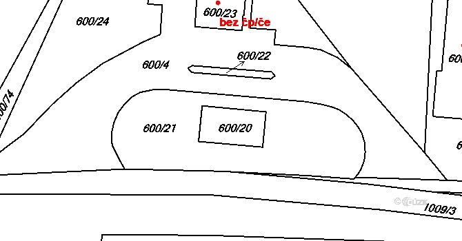 Holešov 47614072 na parcele st. 600/20 v KÚ Všetuly, Katastrální mapa