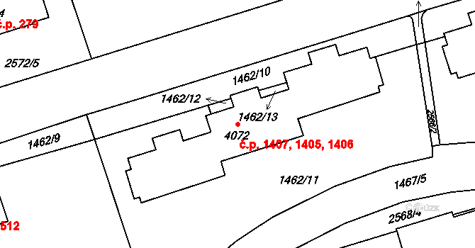 Beroun-Město 1405,1406,1407, Beroun na parcele st. 4072 v KÚ Beroun, Katastrální mapa