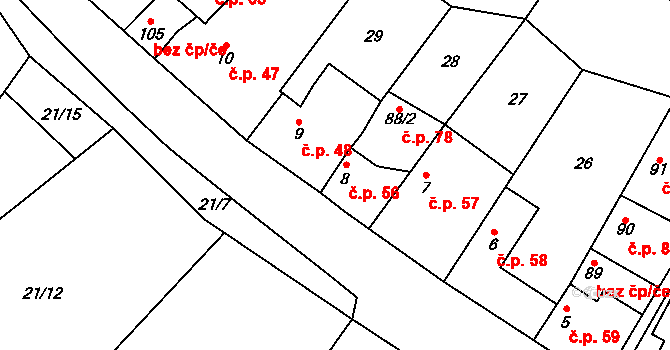 Olovnice 56 na parcele st. 8 v KÚ Olovnice, Katastrální mapa