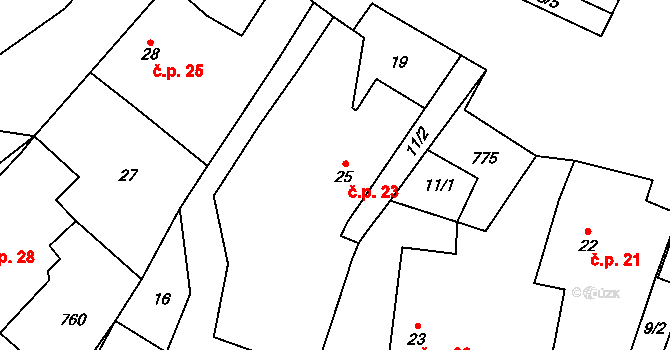 Sedlec 23, Poběžovice na parcele st. 25 v KÚ Sedlec u Poběžovic, Katastrální mapa