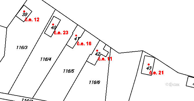 Rudov 11, Míčov-Sušice na parcele st. 42 v KÚ Rudov, Katastrální mapa