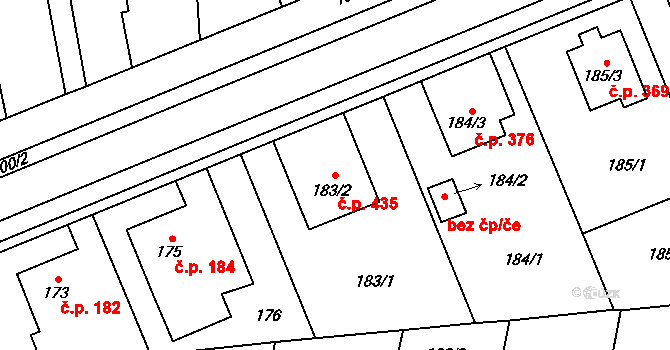 Josefov 435, Jaroměř na parcele st. 183/2 v KÚ Josefov u Jaroměře, Katastrální mapa