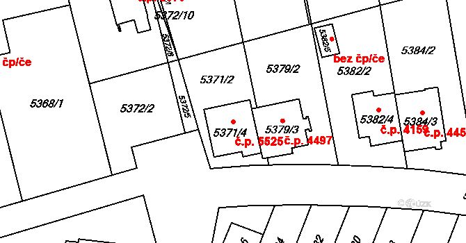 Jihlava 5525 na parcele st. 5371/4 v KÚ Jihlava, Katastrální mapa
