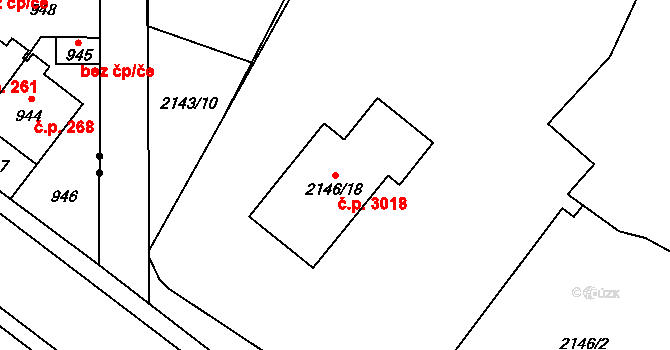 Předměstí 3018, Opava na parcele st. 2146/18 v KÚ Opava-Předměstí, Katastrální mapa