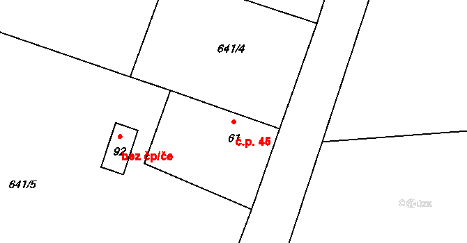 Malměřice 45, Blatno na parcele st. 61 v KÚ Malměřice, Katastrální mapa