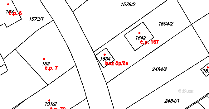 Díly 90729072 na parcele st. 1684 v KÚ Díly, Katastrální mapa