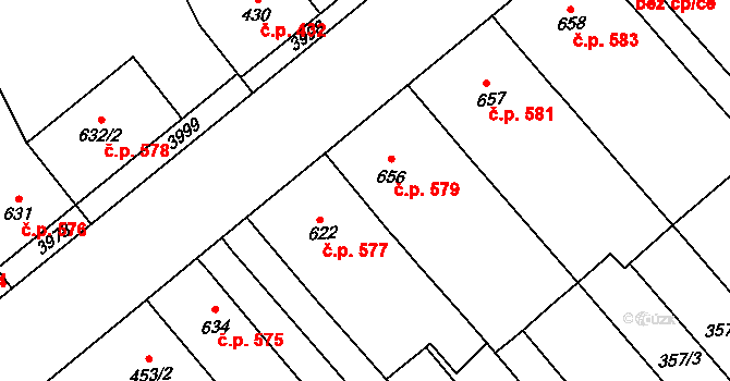 Rakvice 579 na parcele st. 656 v KÚ Rakvice, Katastrální mapa