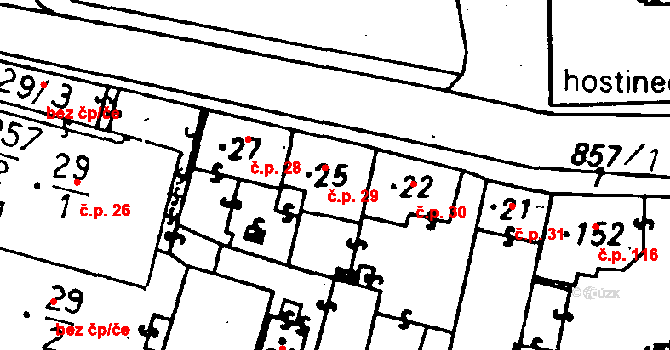 Suchdol 29 na parcele st. 25 v KÚ Suchdol u Kutné Hory, Katastrální mapa
