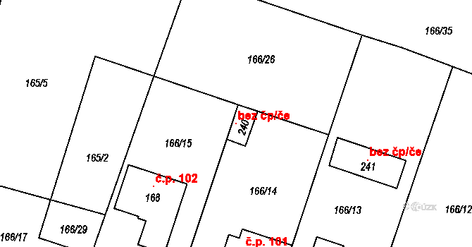 Dušníky 118885073 na parcele st. 240 v KÚ Dušníky, Katastrální mapa