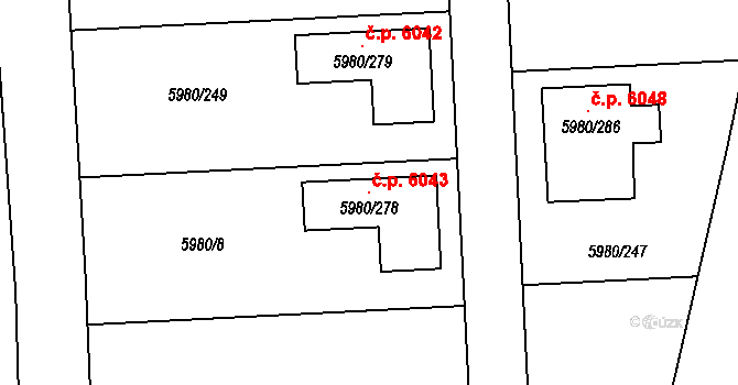 Chomutov 6043 na parcele st. 5980/278 v KÚ Chomutov I, Katastrální mapa