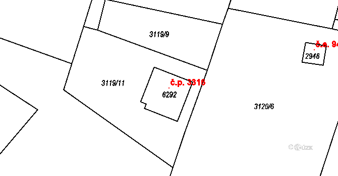 Dvůr Králové nad Labem 3316 na parcele st. 6292 v KÚ Dvůr Králové nad Labem, Katastrální mapa
