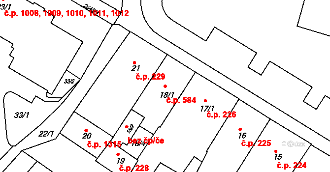 Rýmařov 584 na parcele st. 18/1 v KÚ Rýmařov, Katastrální mapa