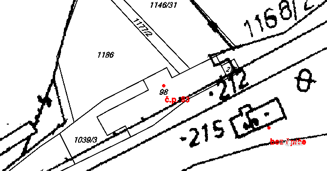 Kunějov 83, Člunek na parcele st. 98 v KÚ Kunějov, Katastrální mapa