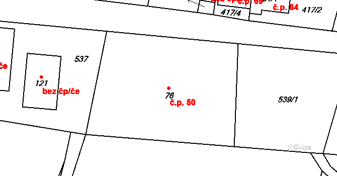 Nespice 50, Vacov na parcele st. 76 v KÚ Nespice, Katastrální mapa