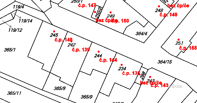 Dolánky nad Ohří 144 na parcele st. 244 v KÚ Dolánky nad Ohří, Katastrální mapa