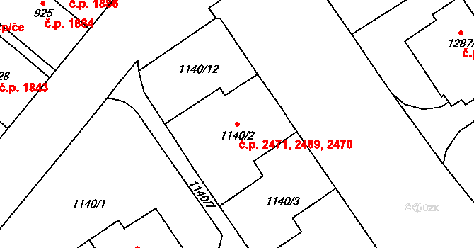 Ústí nad Labem-centrum 2469,2470,2471, Ústí nad Labem na parcele st. 1140/2 v KÚ Ústí nad Labem, Katastrální mapa