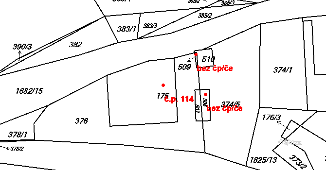 Třebovice 114 na parcele st. 175 v KÚ Třebovice, Katastrální mapa
