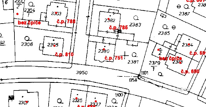 Poděbrady III 751, Poděbrady na parcele st. 2380 v KÚ Poděbrady, Katastrální mapa