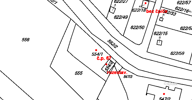 Miřetice u Klášterce nad Ohří 67, Klášterec nad Ohří na parcele st. 554/1 v KÚ Miřetice u Klášterce nad Ohří, Katastrální mapa