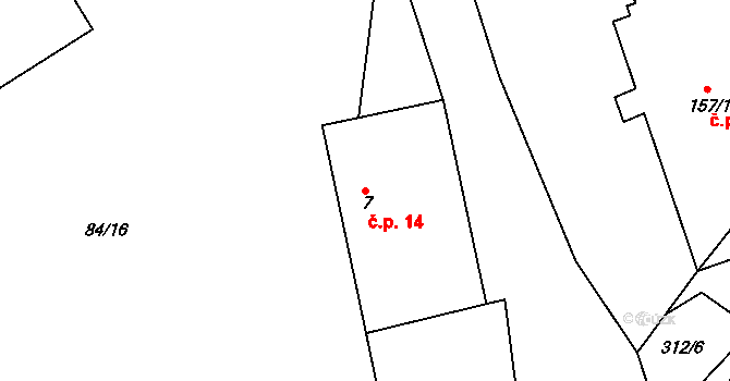 Černovice 14 na parcele st. 7 v KÚ Černovice u Kunštátu, Katastrální mapa