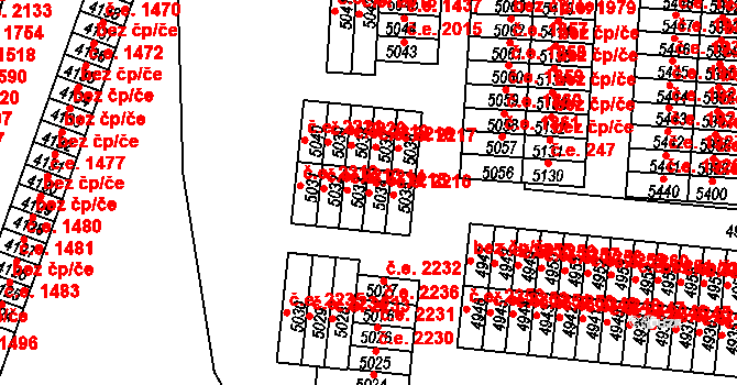 Cheb 2215 na parcele st. 5034 v KÚ Cheb, Katastrální mapa