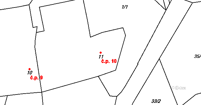 Vacovy 10, Janovice nad Úhlavou na parcele st. 11 v KÚ Vacovy, Katastrální mapa
