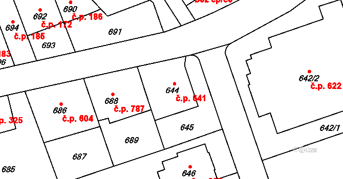 Radotín 641, Praha na parcele st. 644 v KÚ Radotín, Katastrální mapa