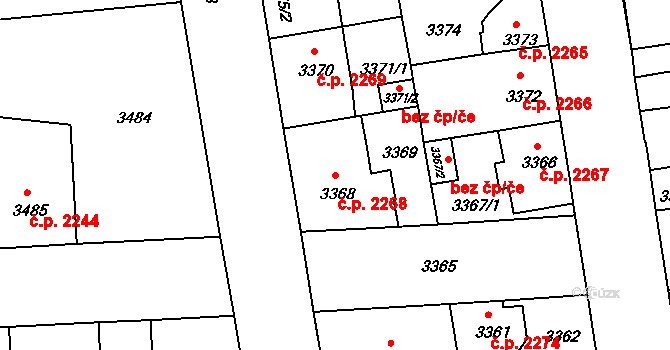 Žižkov 2268, Praha na parcele st. 3368 v KÚ Žižkov, Katastrální mapa