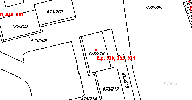 Veleslavín 333,334,338, Praha na parcele st. 473/216 v KÚ Veleslavín, Katastrální mapa