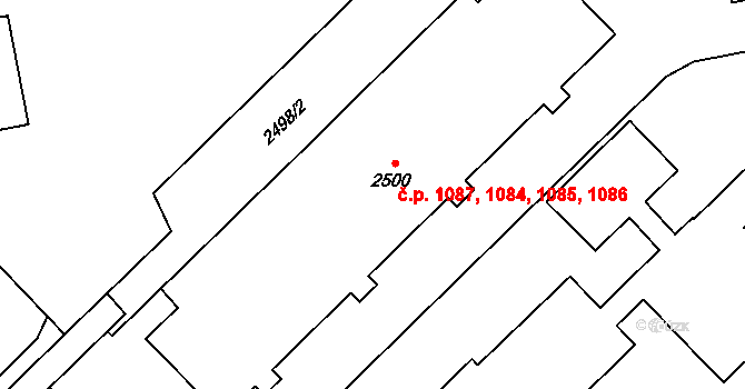 Kobylisy 1084,1085,1086,1087, Praha na parcele st. 2500 v KÚ Kobylisy, Katastrální mapa
