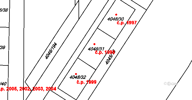 Strašnice 1998, Praha na parcele st. 4048/31 v KÚ Strašnice, Katastrální mapa