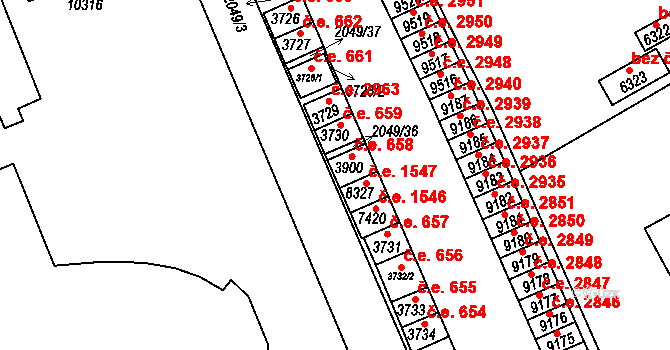 Hodonín 658 na parcele st. 3900 v KÚ Hodonín, Katastrální mapa