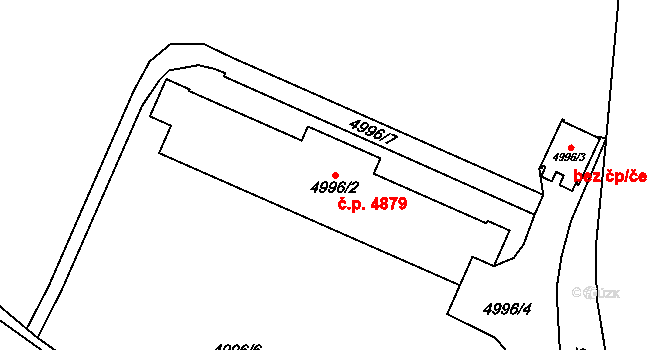 Chomutov 4879 na parcele st. 4996/2 v KÚ Chomutov I, Katastrální mapa