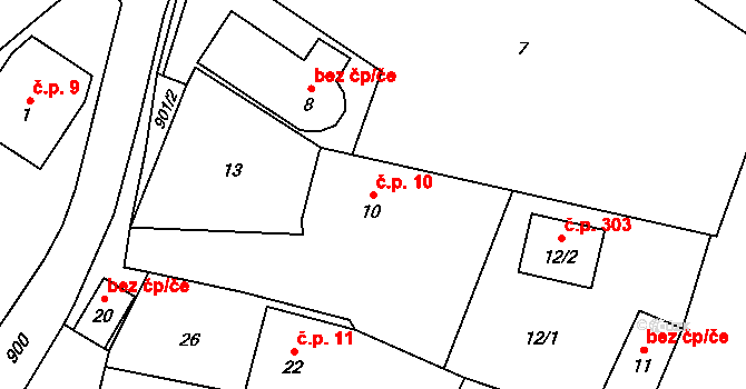 Suché Lazce 10, Opava na parcele st. 10 v KÚ Suché Lazce, Katastrální mapa