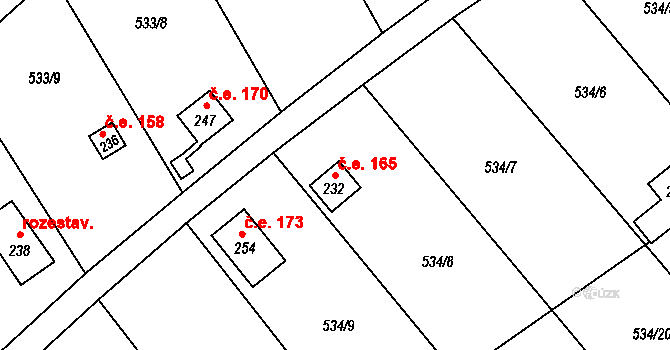 Samechov 165, Chocerady na parcele st. 232 v KÚ Samechov, Katastrální mapa