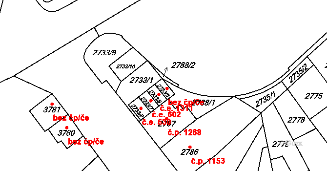 Chomutov 1278 na parcele st. 2733/5 v KÚ Chomutov I, Katastrální mapa