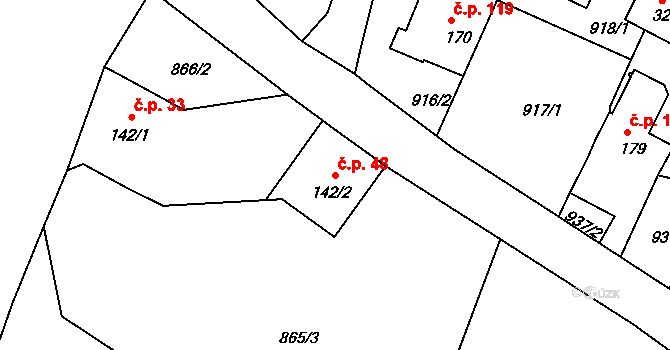 Pihel 48, Nový Bor na parcele st. 142/2 v KÚ Pihel, Katastrální mapa