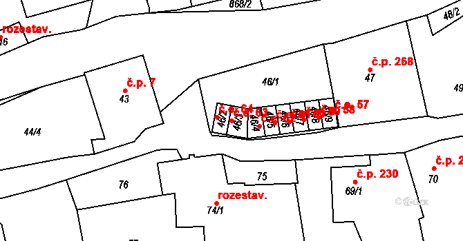 Chudeřín 63, Litvínov na parcele st. 46/3 v KÚ Chudeřín u Litvínova, Katastrální mapa