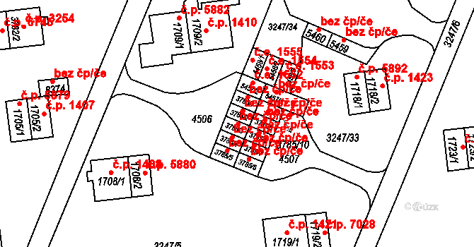 Zlín 1543 na parcele st. 3785/3 v KÚ Zlín, Katastrální mapa