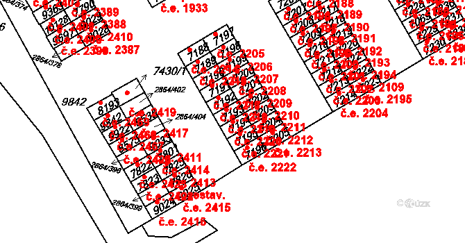 Hodonín 2220 na parcele st. 7194 v KÚ Hodonín, Katastrální mapa