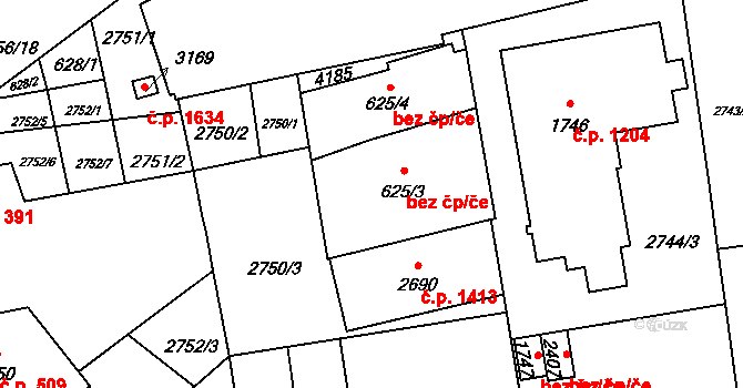 Lipník nad Bečvou 42449073 na parcele st. 625/3 v KÚ Lipník nad Bečvou, Katastrální mapa